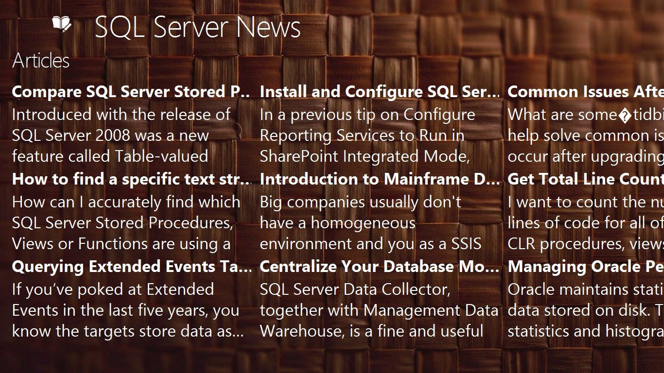 Quality SQL Server articles from recommended online journals