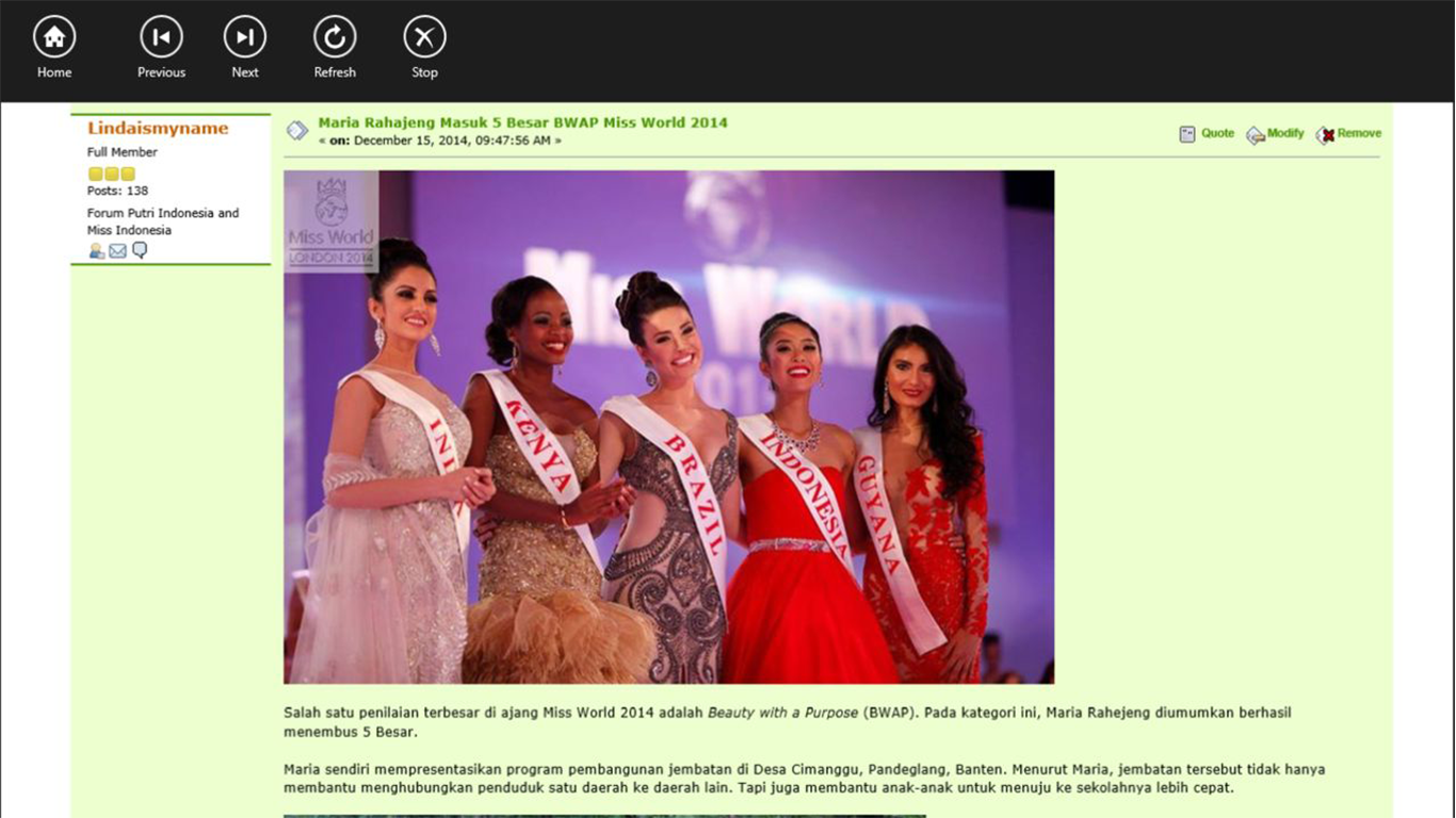 Info-info terbaru kegiatan para Putri & Miss Indonesia tersaji lengkap dan cepat.
