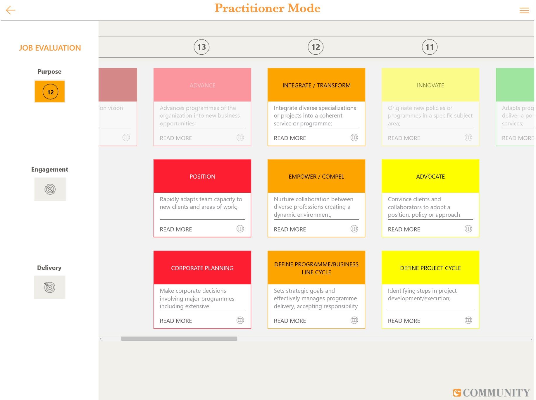 Practitioner mode provides a full overview and allows for quick selections of values.