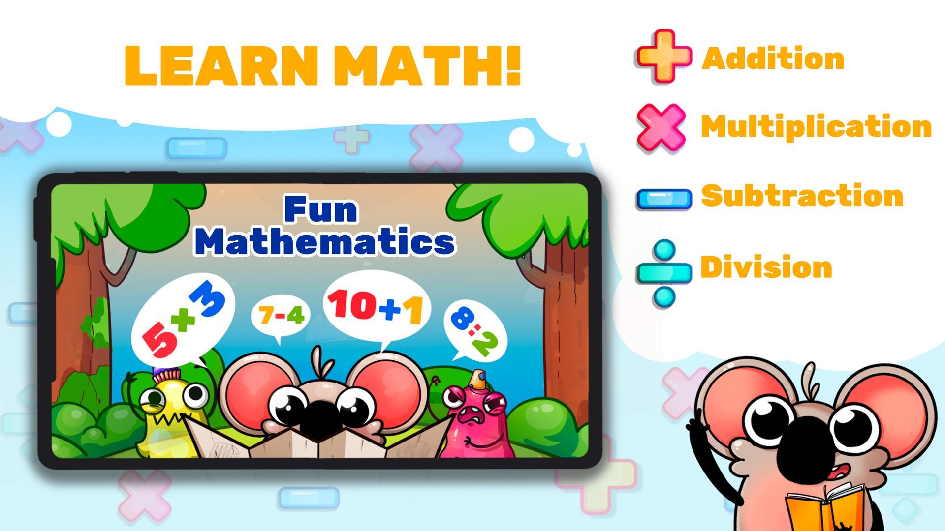 Fun Math: master math facts in cool game! (Addition, subtraction, multiplication and division for kids)