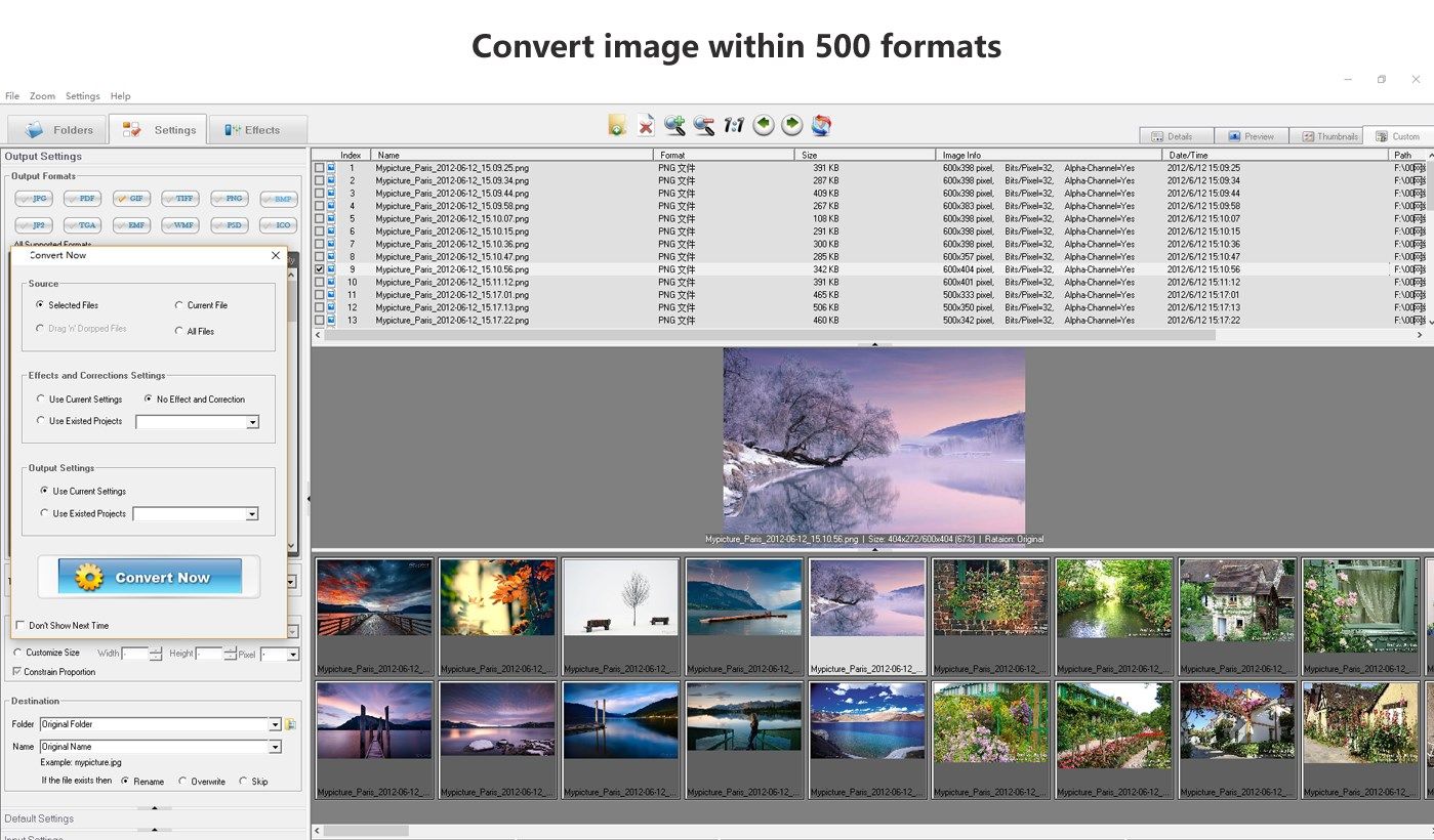 Convert image within 500 formats