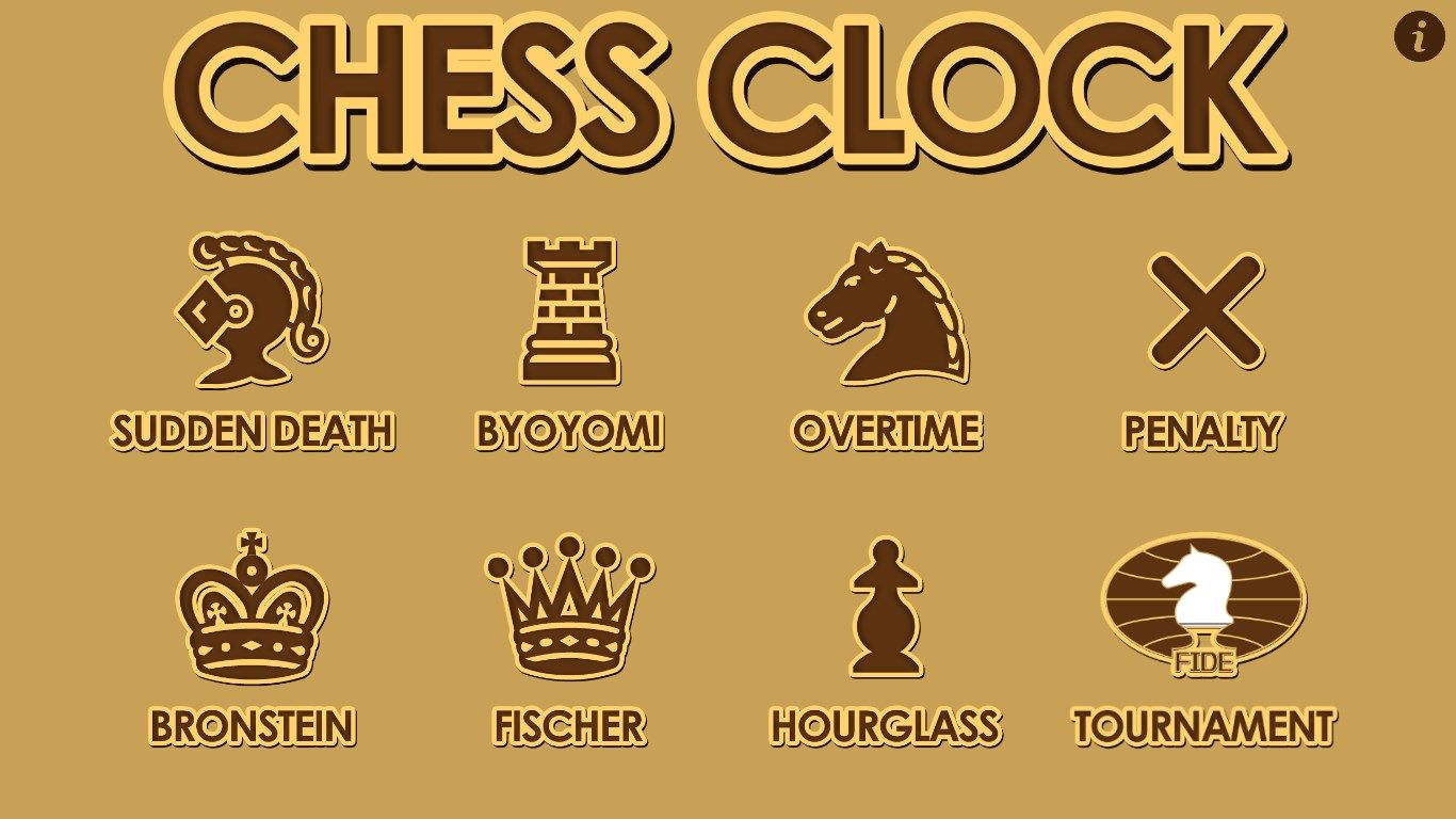 Main screen. Supports all time controls for a serious chess tournament.