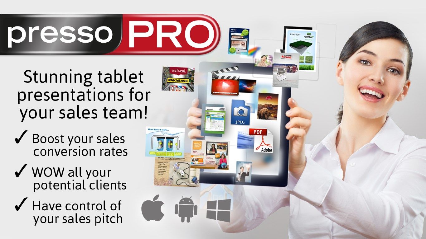 PressoPRO – Stunning tablet presentations for your sales team! Boost your sales conversion rates, WOW all your potential clients, Have control of your sales pitch.