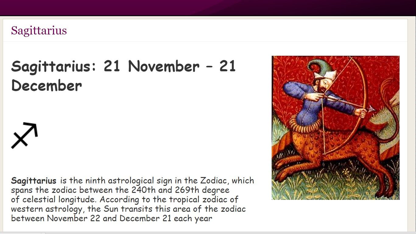 Sagittarius Astrology Zodiac and Horoscope