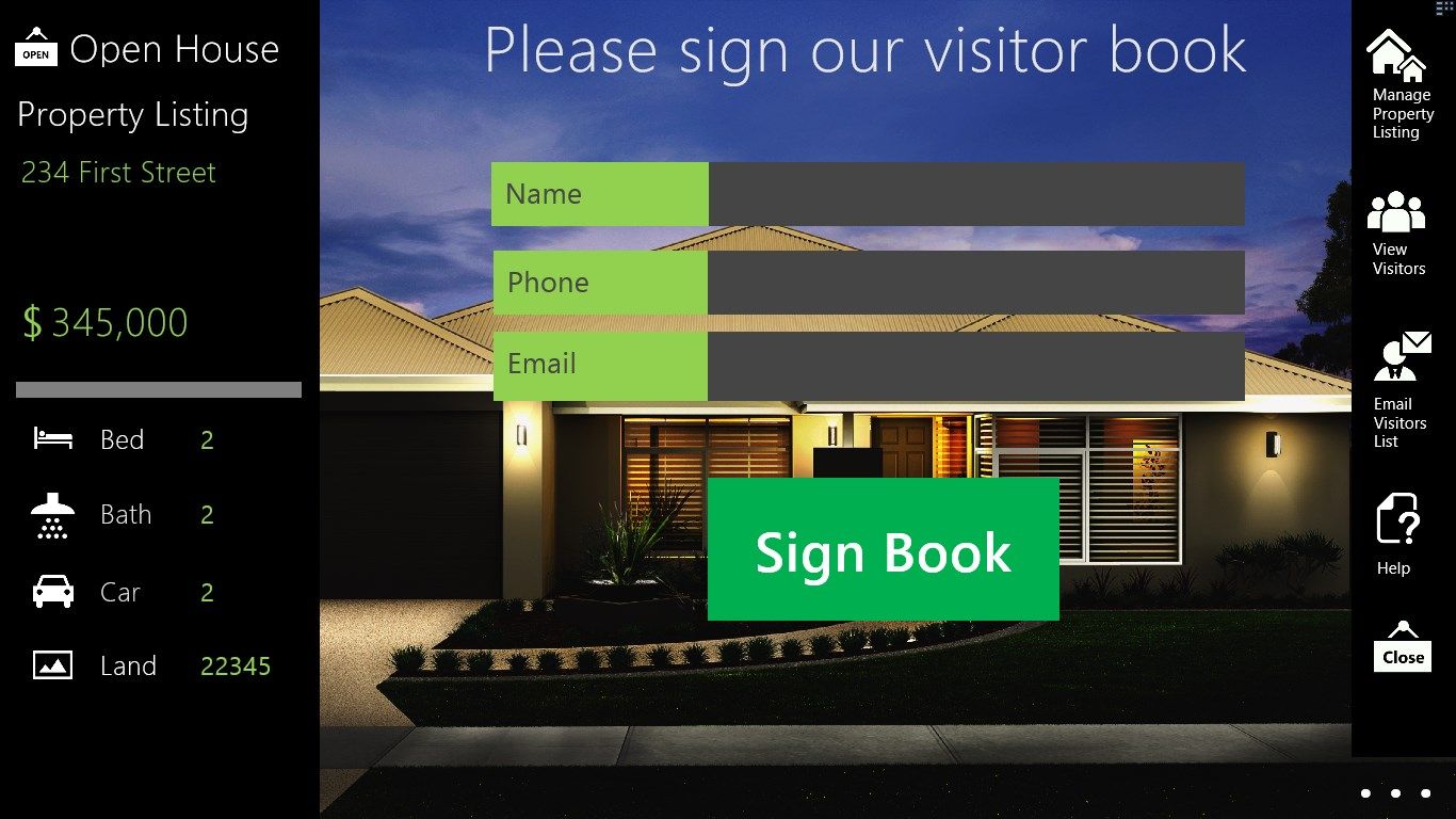 Quickly manage, view or email out your visitor information. Just tap the three dots icon.