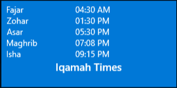 Prayer Iqamah Times