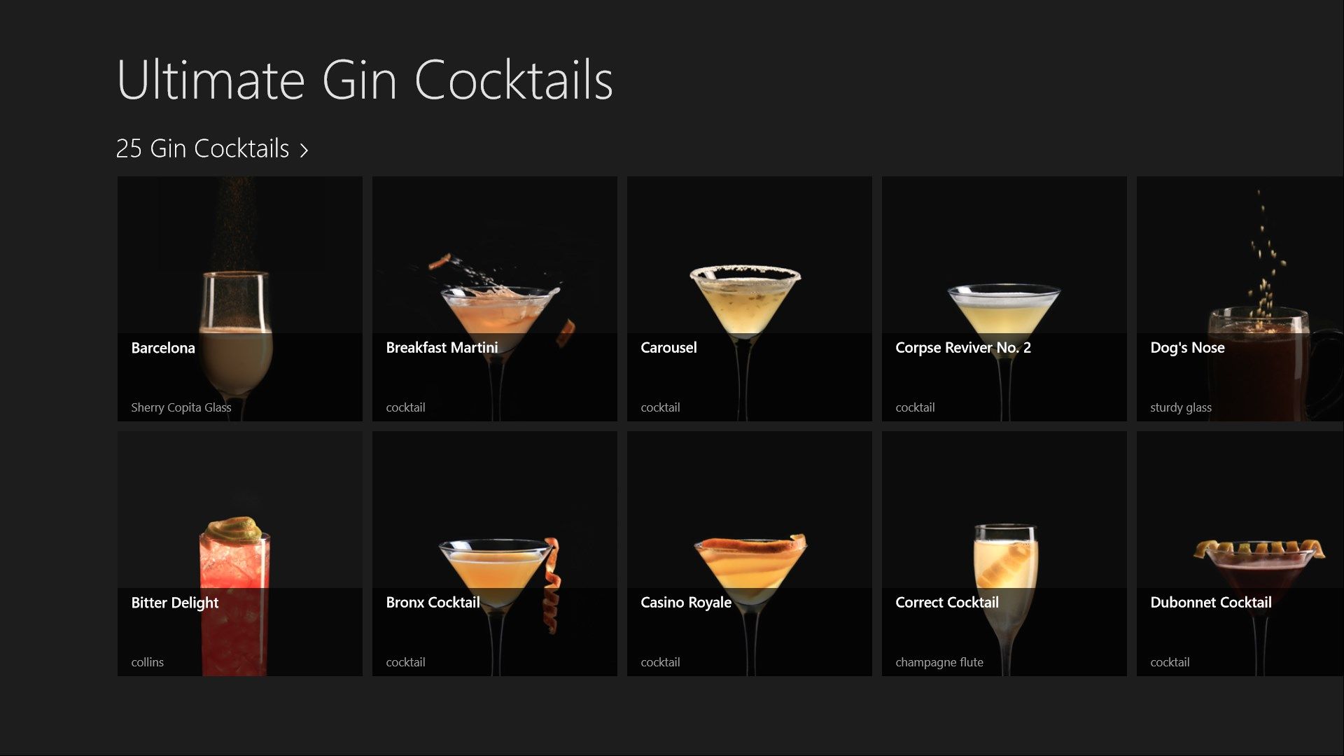 Start with images of all the cocktails