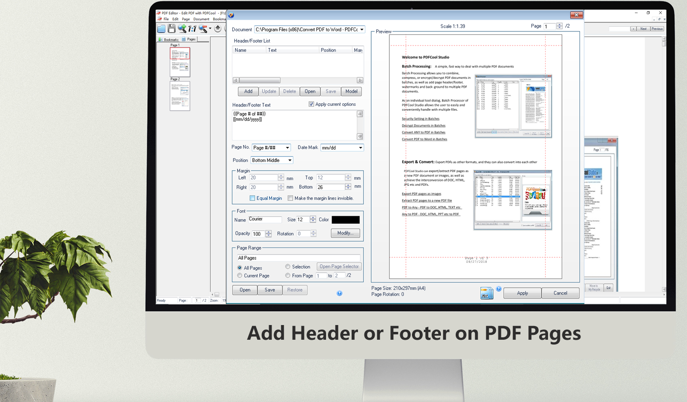Add Header or Footer on PDF Pages