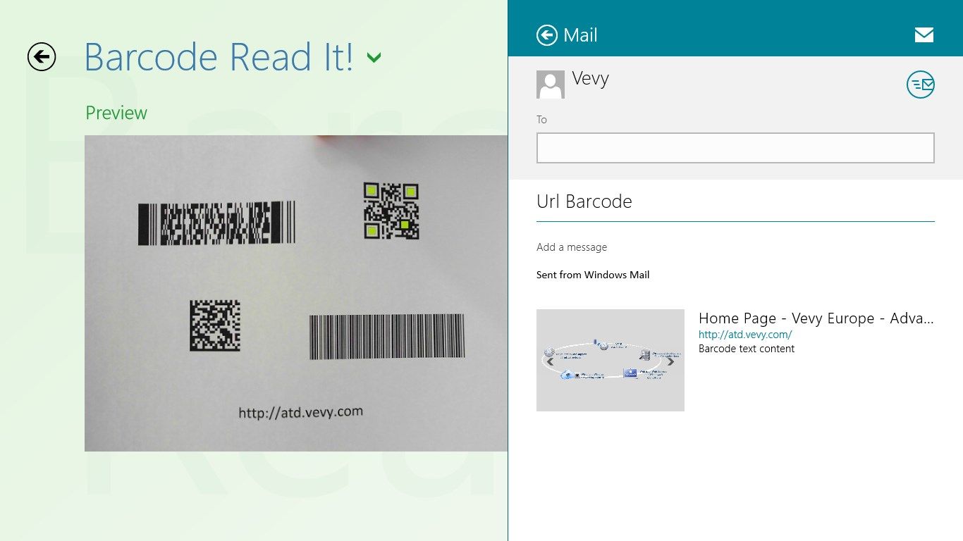 Share barcode text with other applications