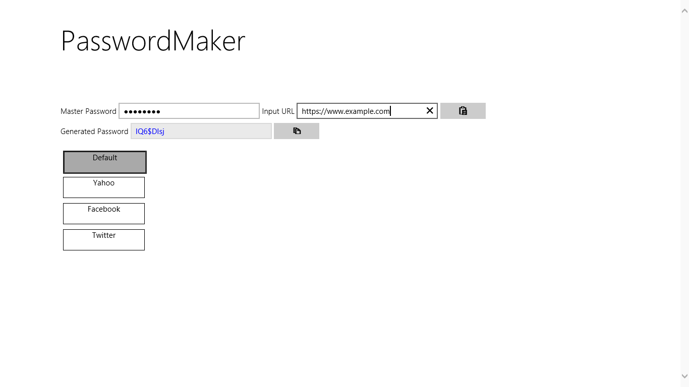 Select a profile to use a different combination of parameters, or just use the default