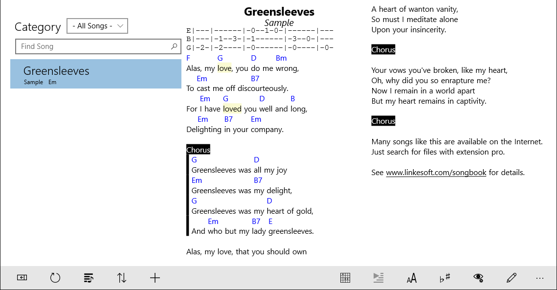 SongBook for Windows Tablets