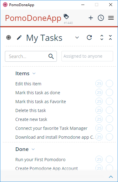 PomoDoneApp - Your Task List's Productivity Timer