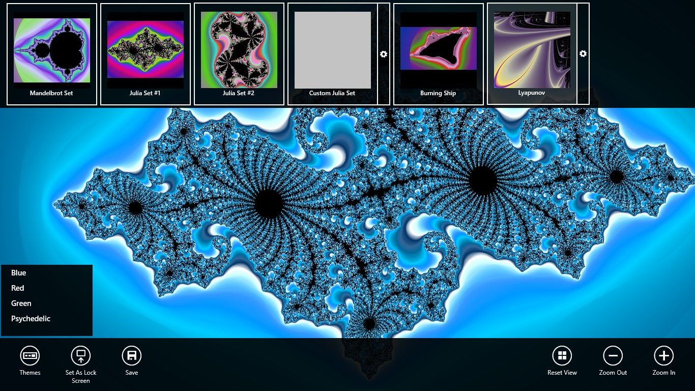 Switch between different fractals and themes.