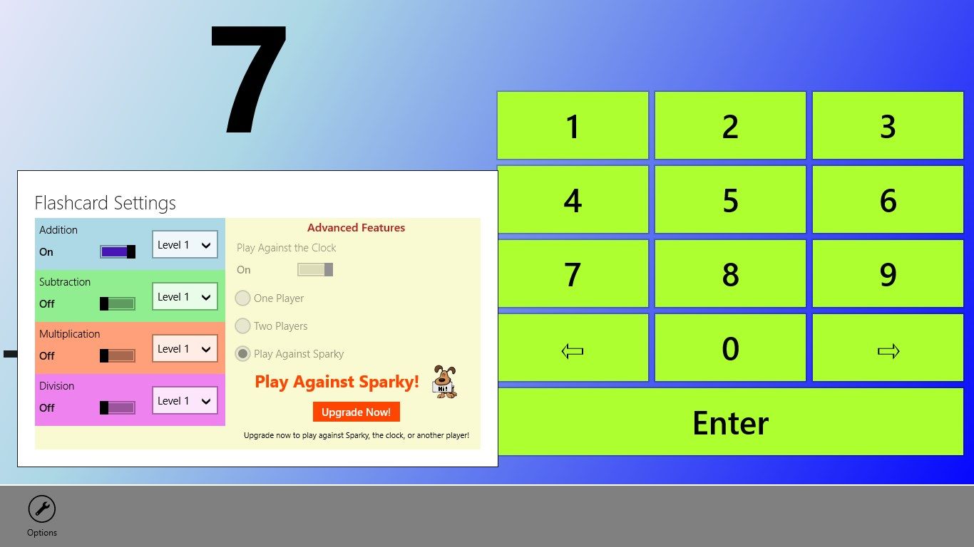Users can select multiple levels of addition, subtraction, multiplication or division.  Advanced features can also be accessed with an upgrade.