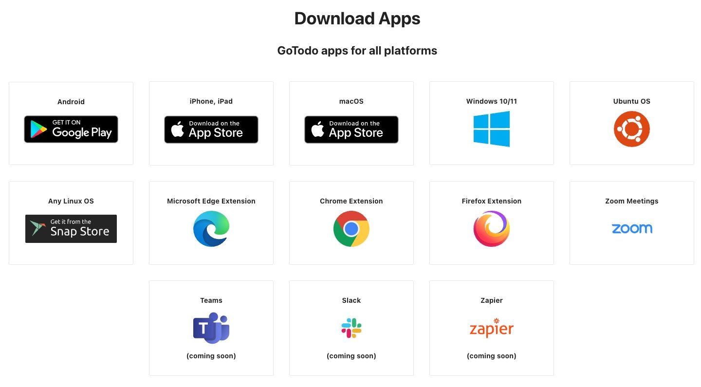 GoTodo apps for all platforms