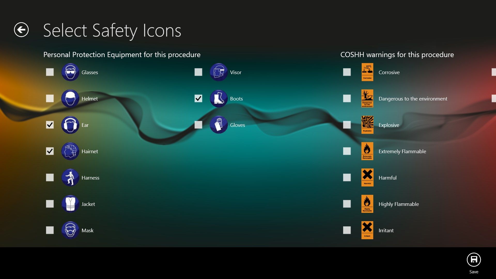Adding Health and safety icons