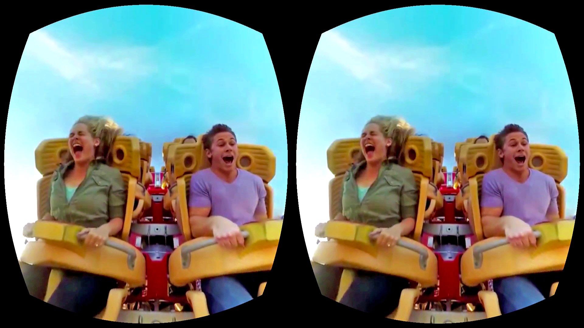 VR Headset view in a Rollercoaster diving