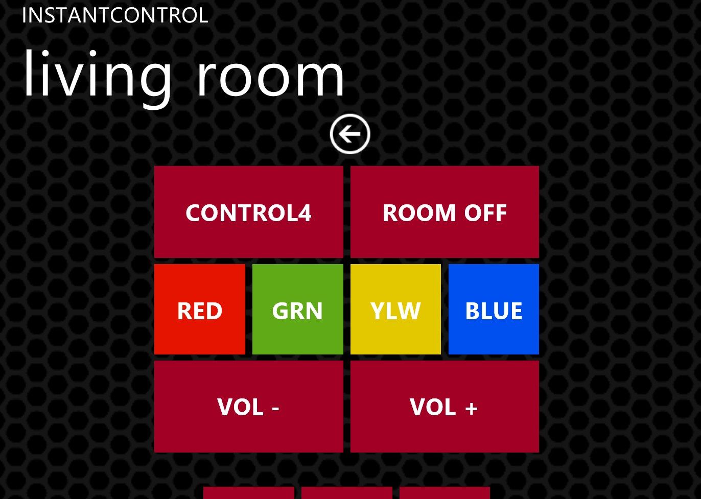 Familiar Control4 remote control with colored program buttons!