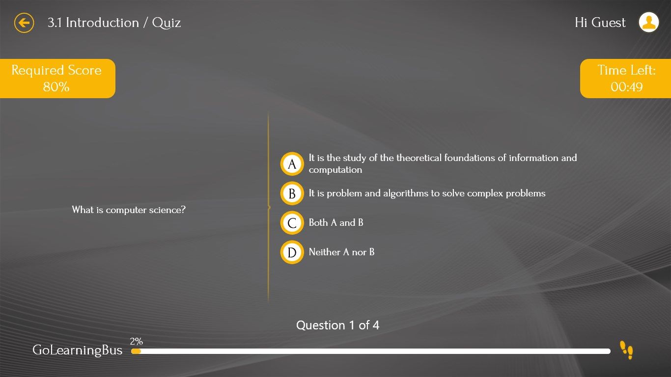 Have a look on quiz section of our app.