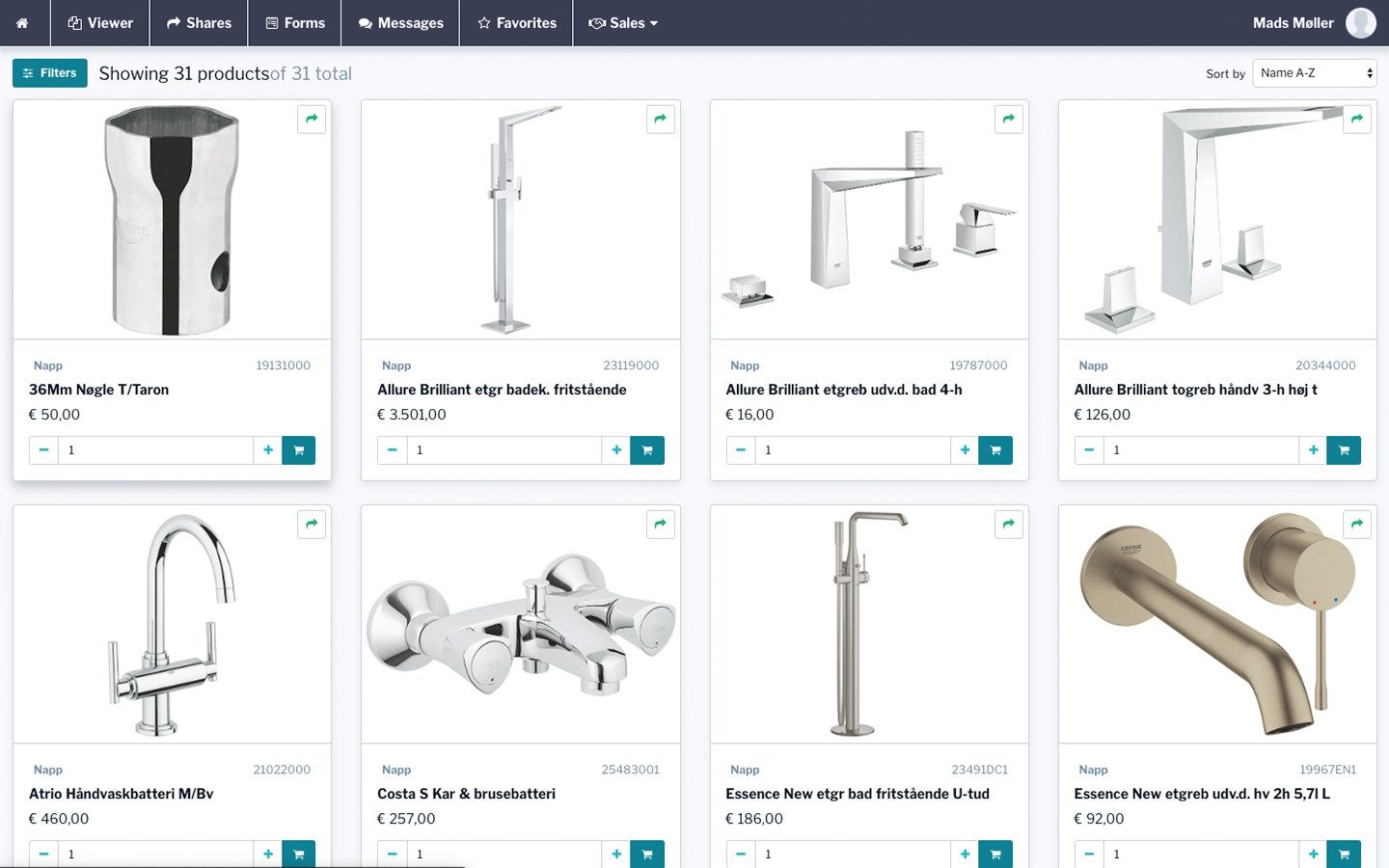 Browse the entire product line with segmented pricing and realtime stock information
