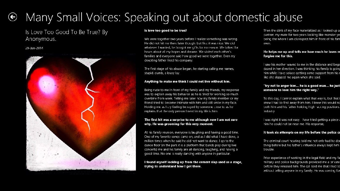 Speaking out about domestic abuse.