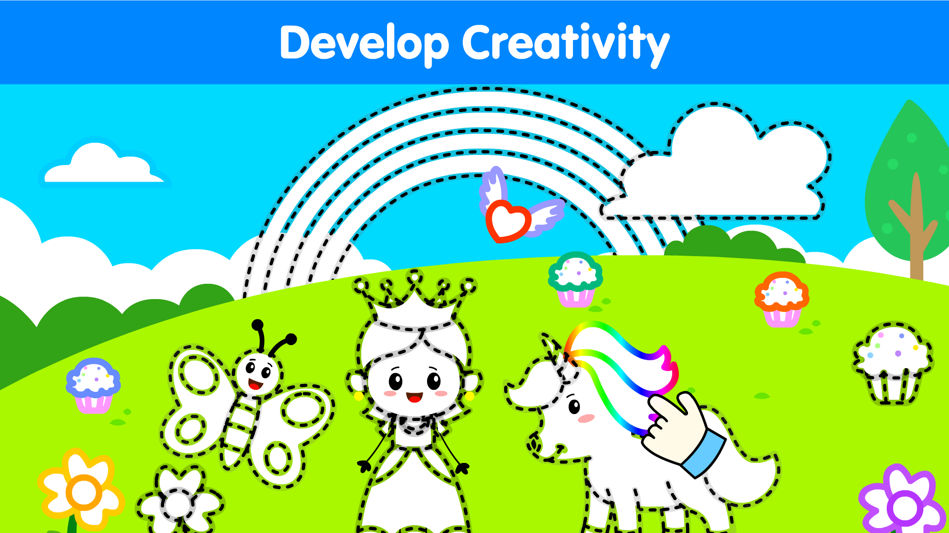 Kids Drawing Games For Girls & Coloring Pages Free: Learn To Draw Toddler Learning Games For 2-5 Year Olds