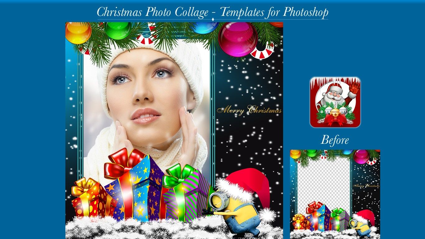 Christmas Photo Collage - Templates for Photoshop