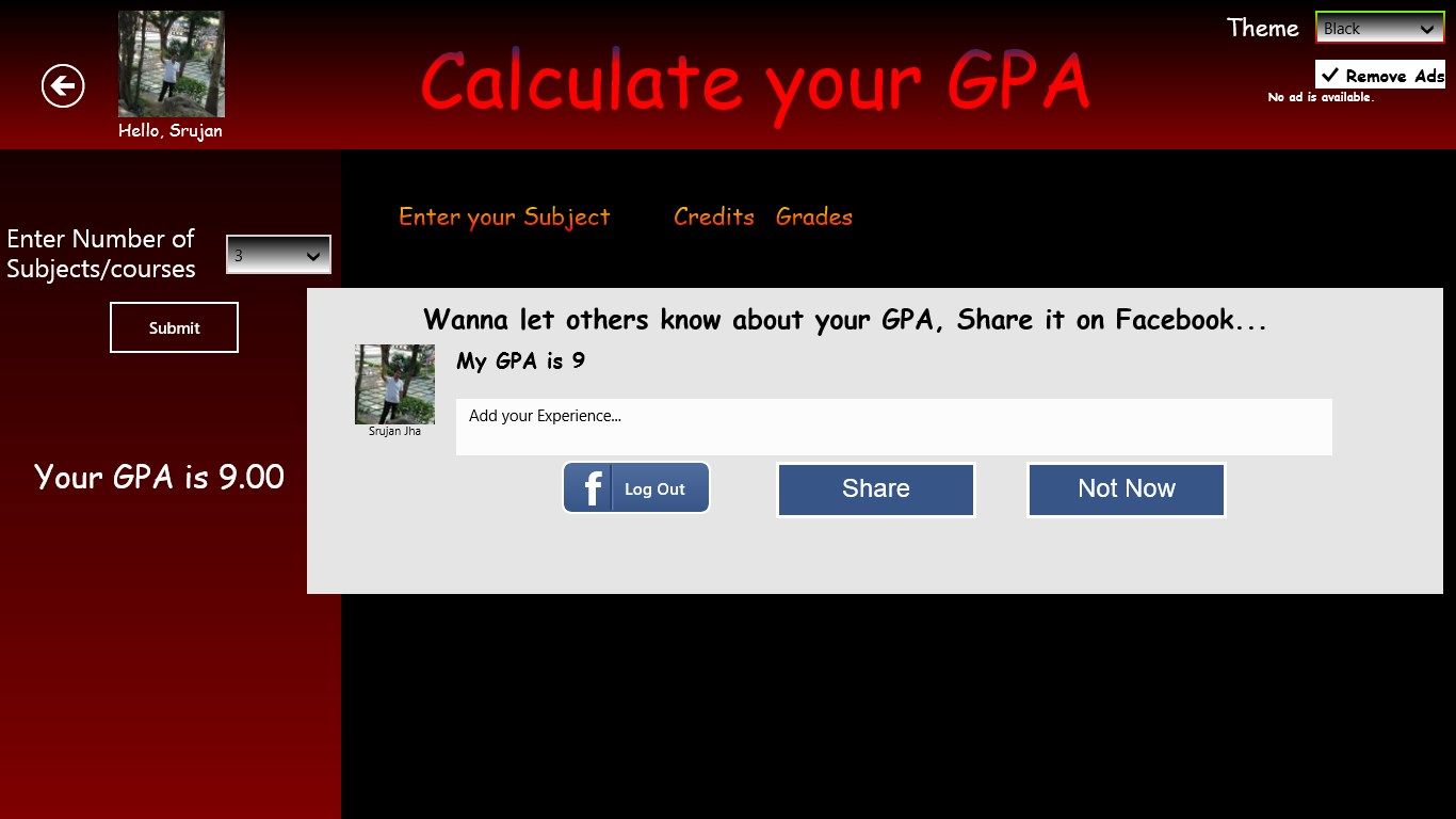 Wanna share what you have achieved, use this to share your GPA with your friends on Facebook.