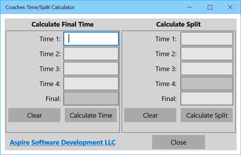 Coaches Time/Split Calculator