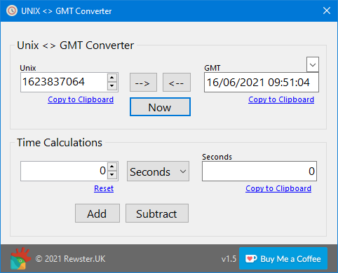 Unix <> GMT Converter