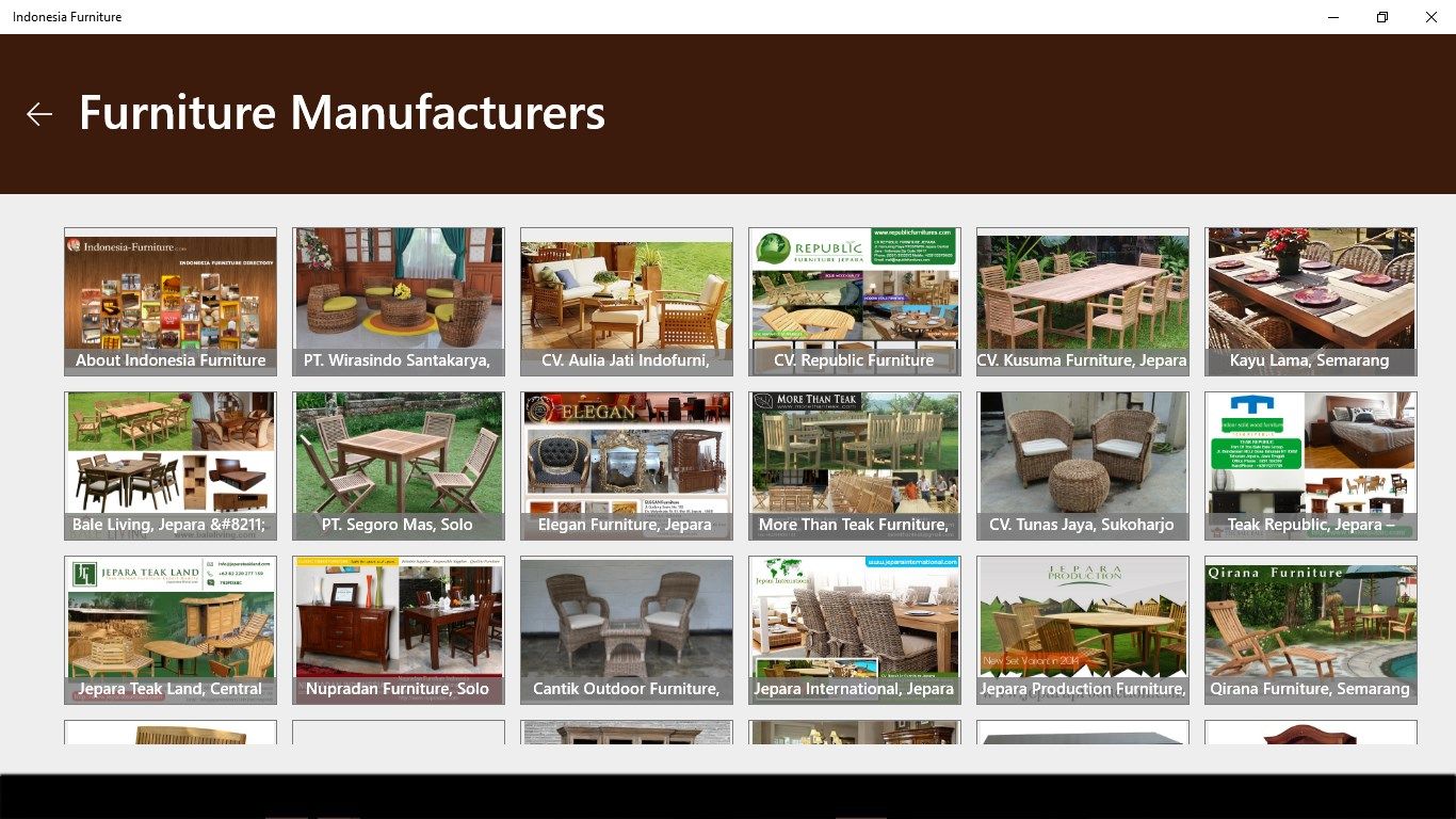 Furniture Manufactures includes many products from each production, by clicking the menu, you can go directly to the main product to get more information.