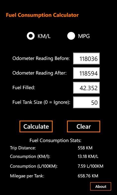 Fuel Consumption Calculator free for PC