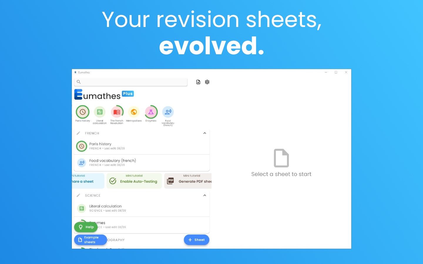 Your revision sheets, evolved.