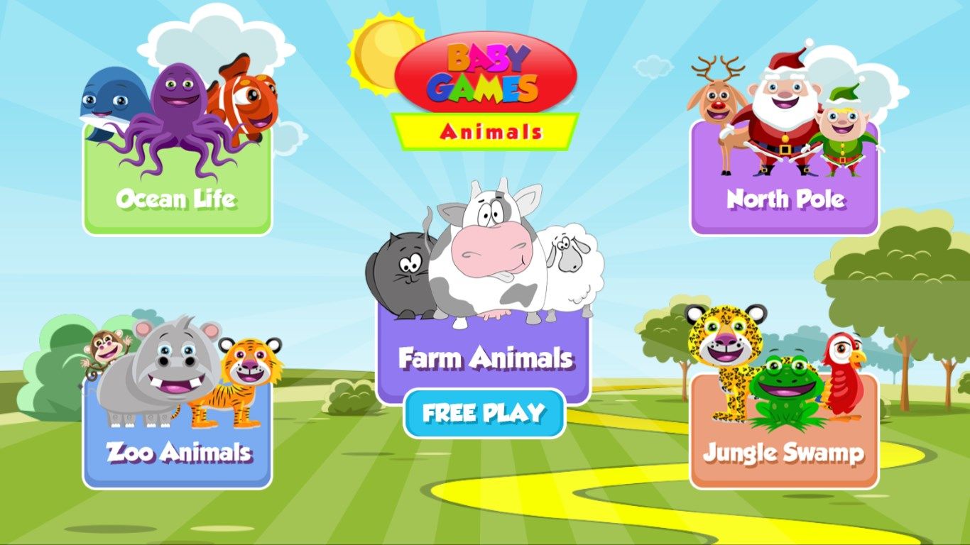 This is the home screen of the Baby Games Animals app