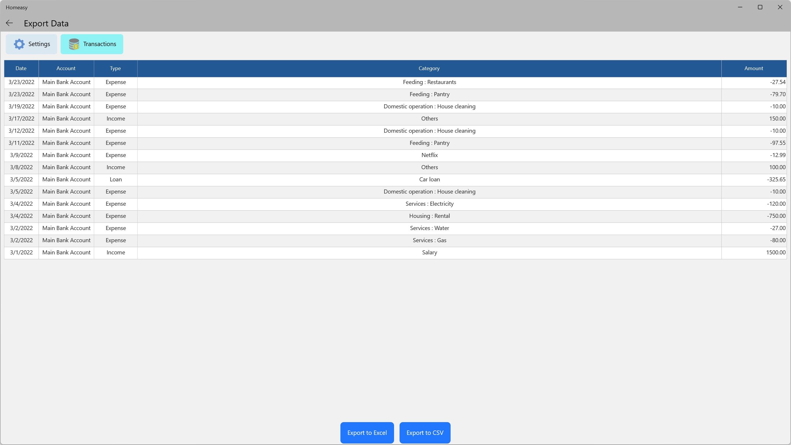 Export your data to Excel and CSV