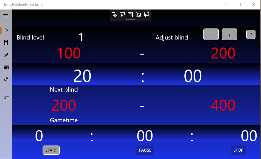 Main screen current and next blinds plus timers