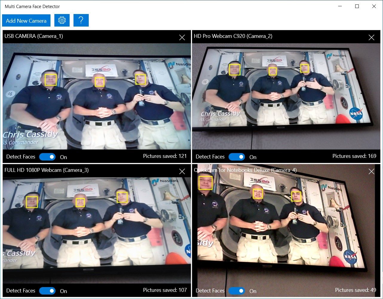 Multi Webcam Face Detector