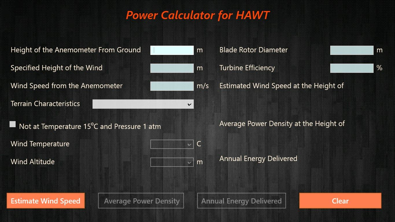 Power Calculator for HAWT