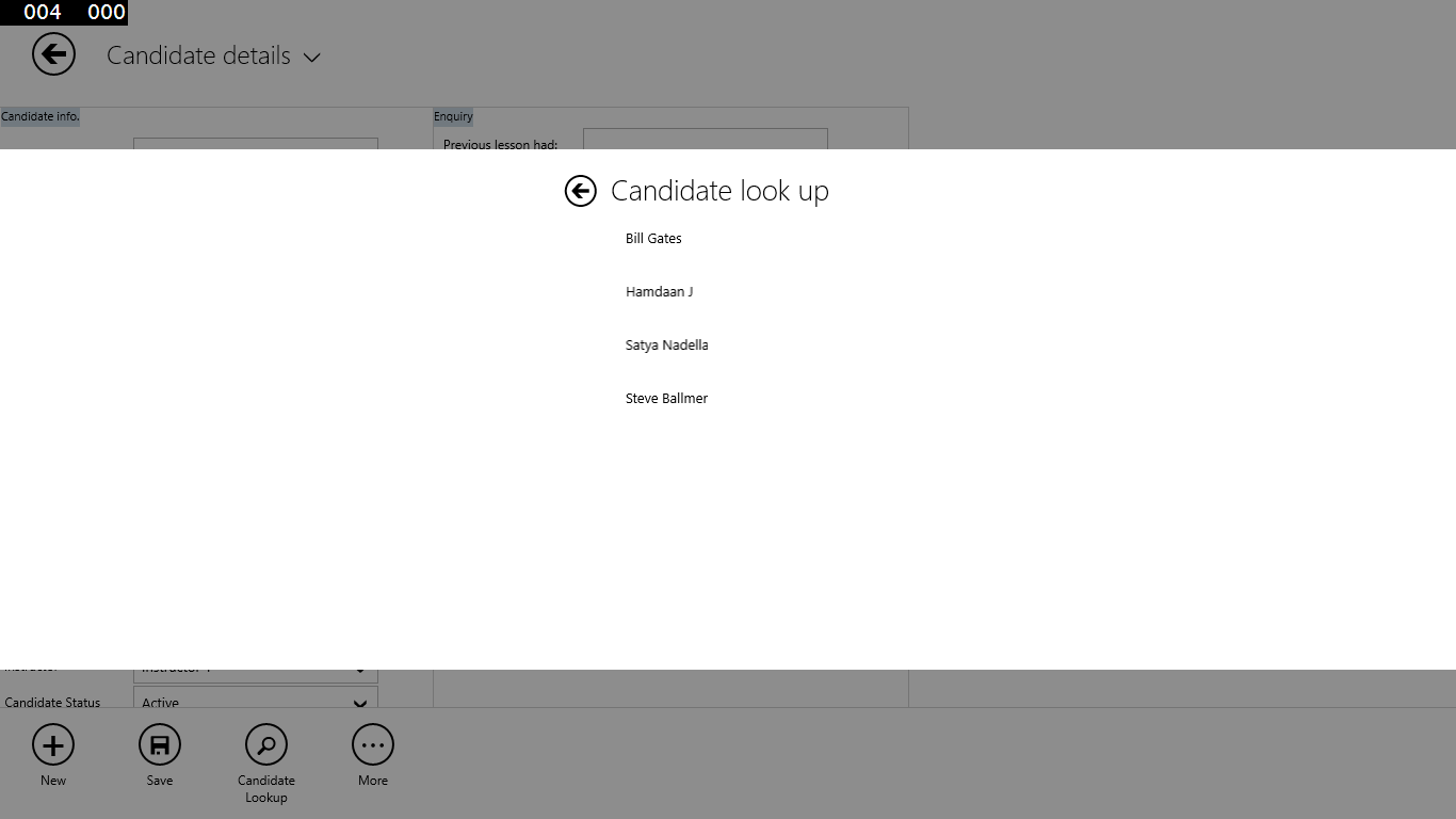 Candidate lookup