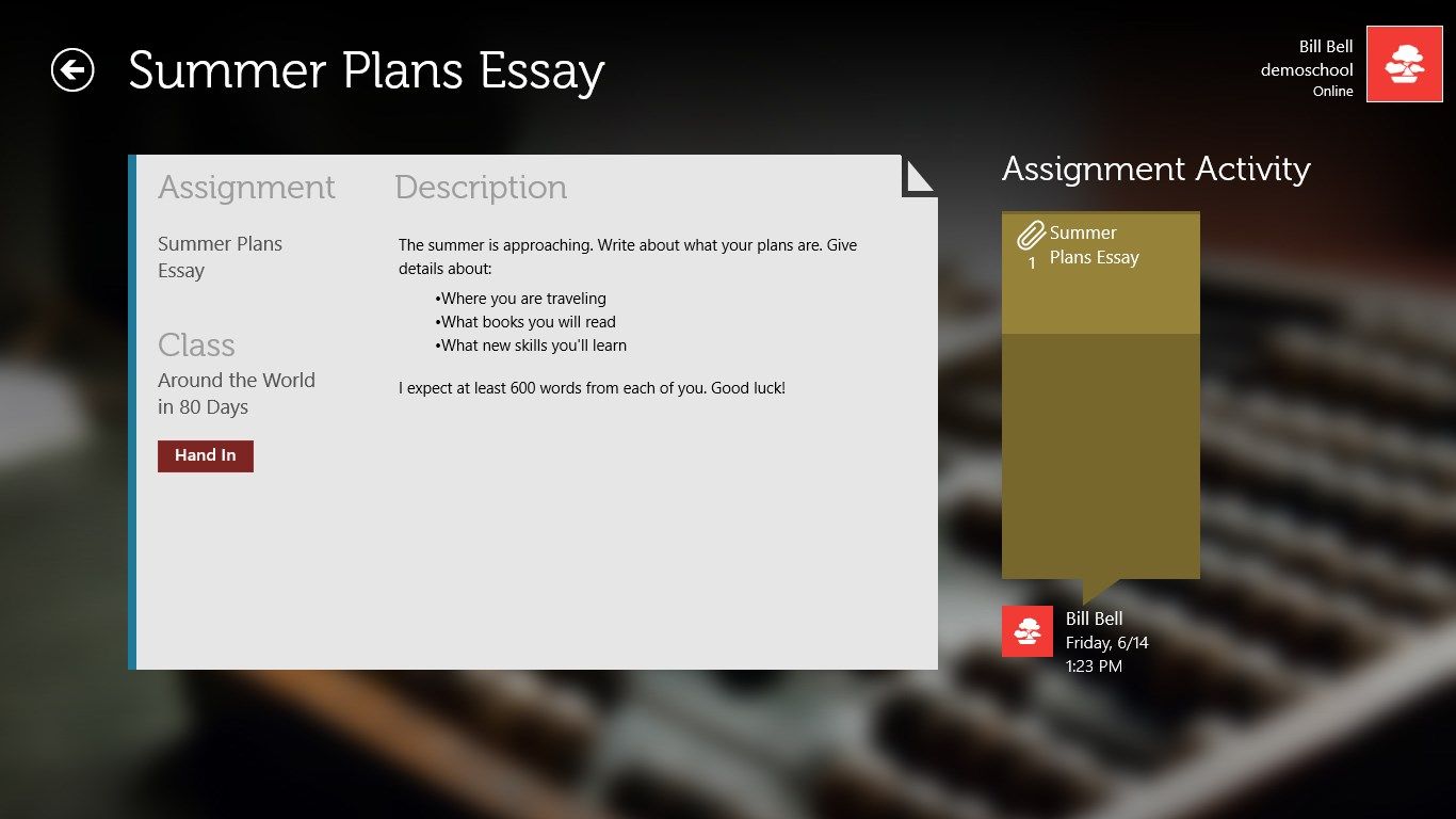 Submit assignments directly from the app