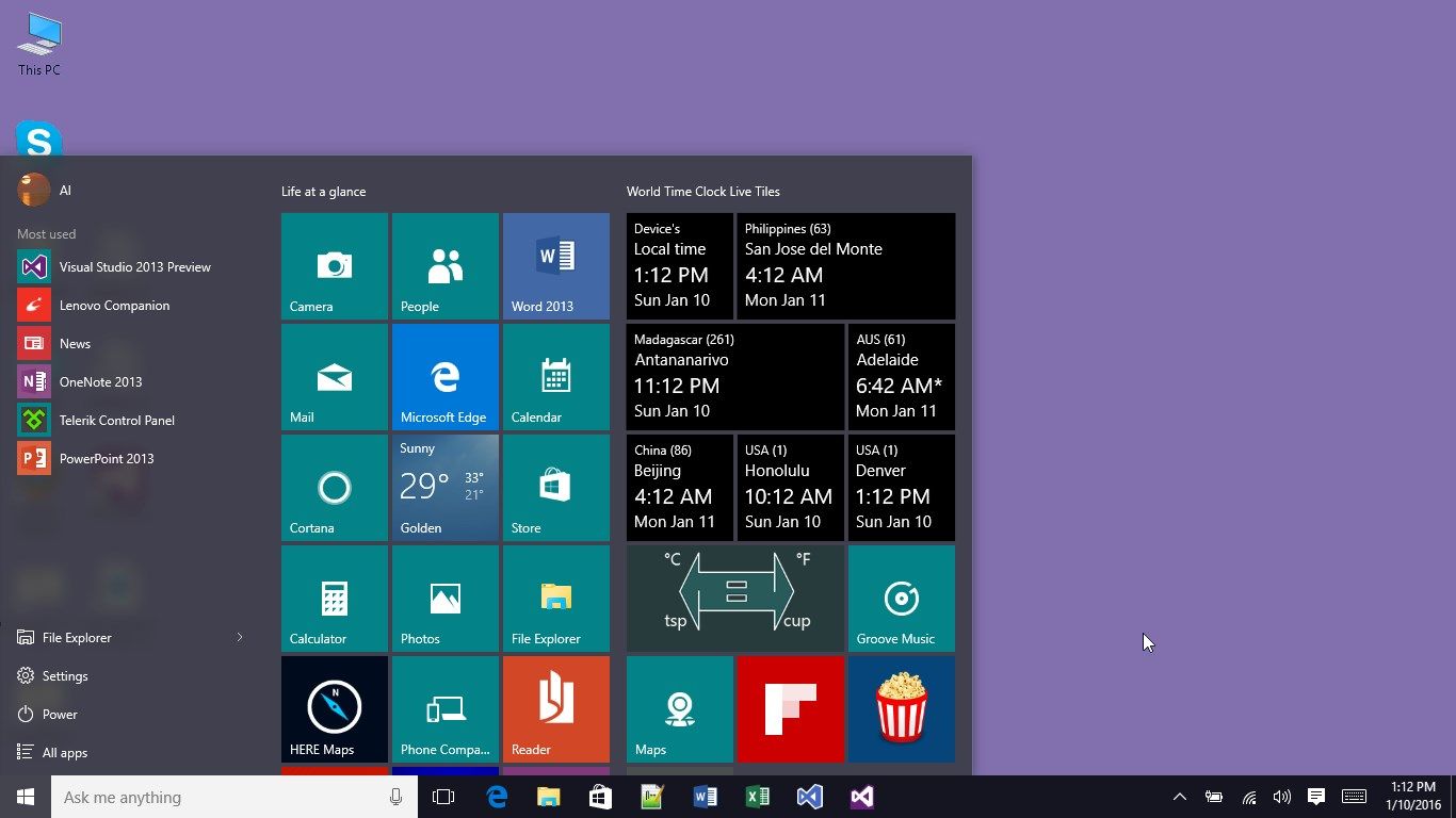 On Widows 10: See live time tiles on your start menu or start screen (pin up to ten cities).