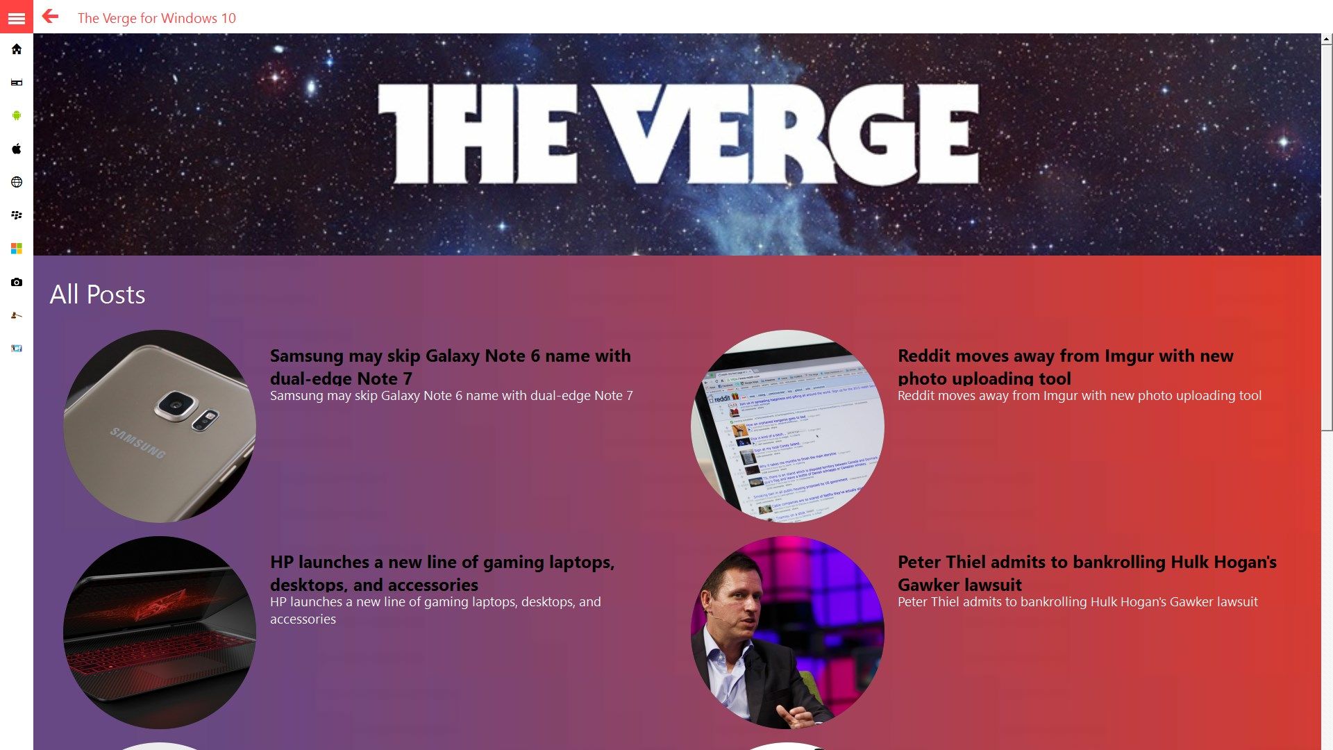 The Verge for Windows 10