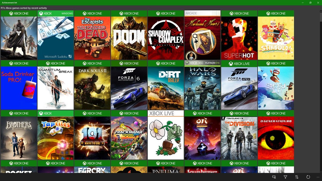 Browse ALL of your Xbox games, including titles on Xbox One, Windows 10, Xbox 360, Windows 8.x, Windows Phone 8.x, and Games for Windows Live.