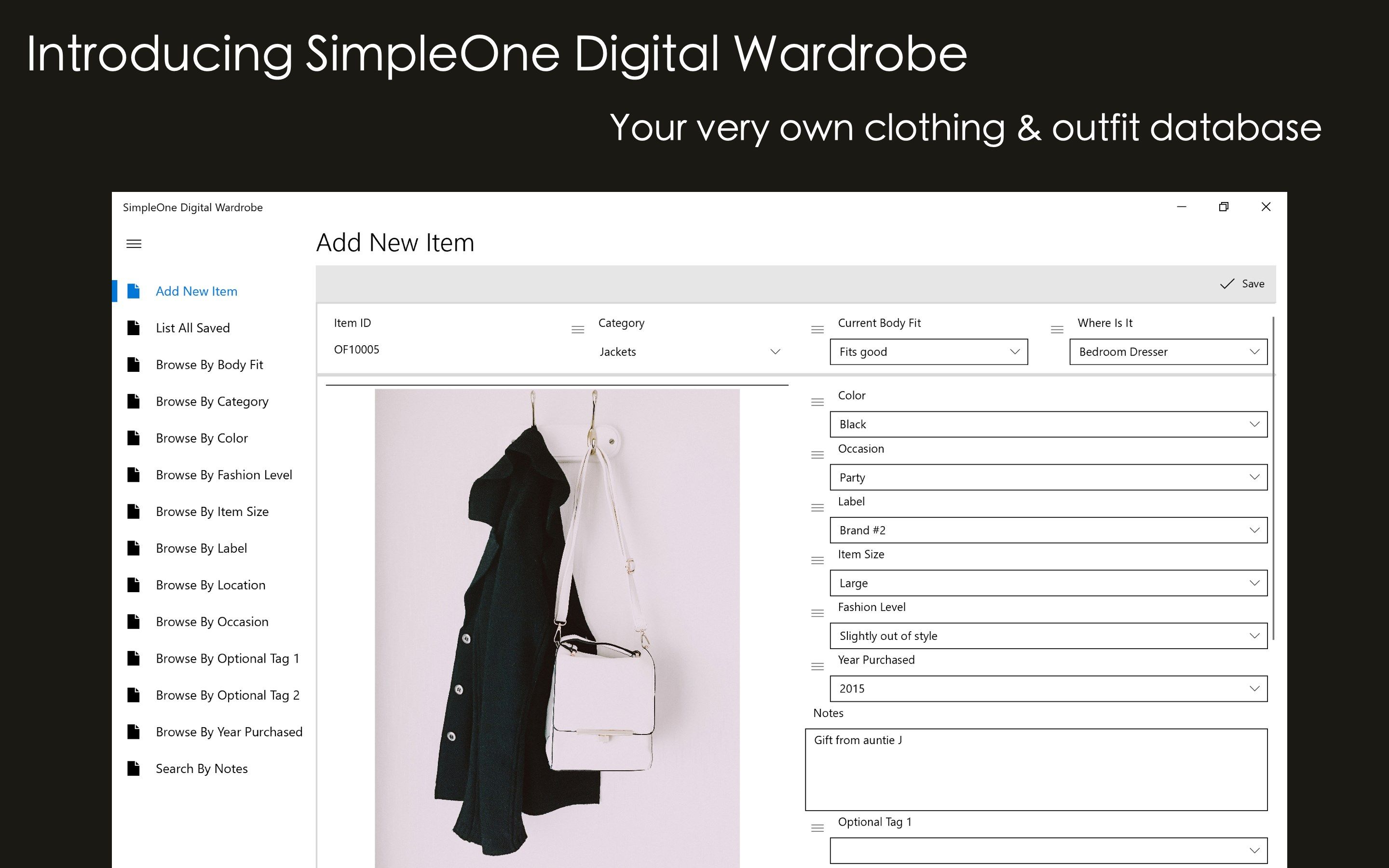 SimpleOne Digital Wardrobe