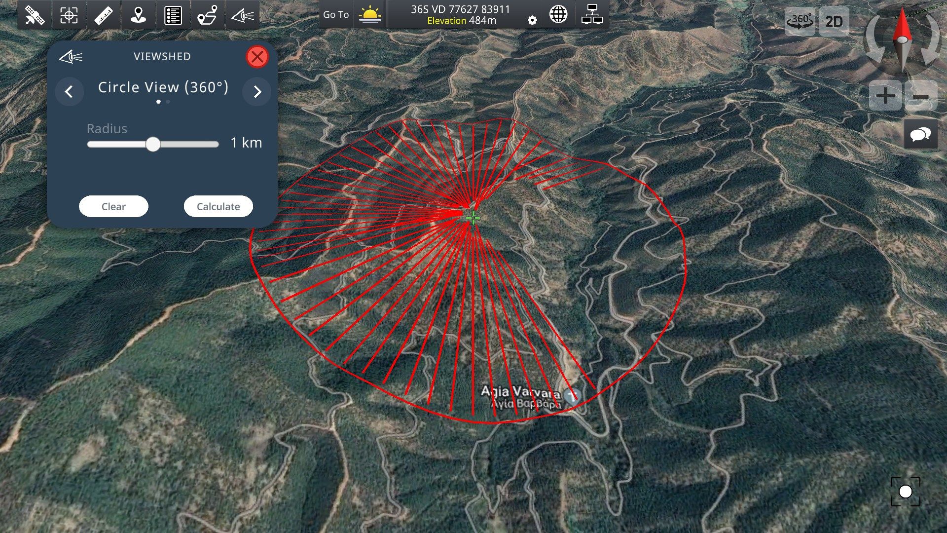 Calculate Viewshed and Line of Sight