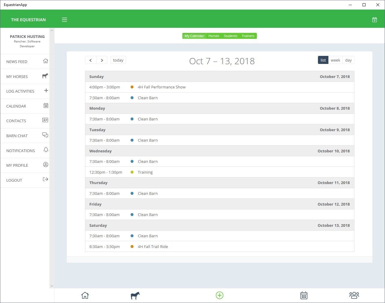 manage your calendar with equestrian specific features
