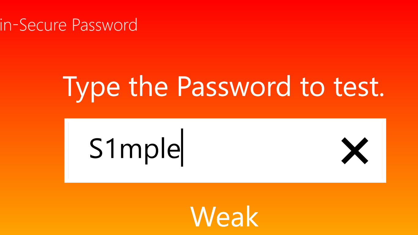 Results from typing a weak password