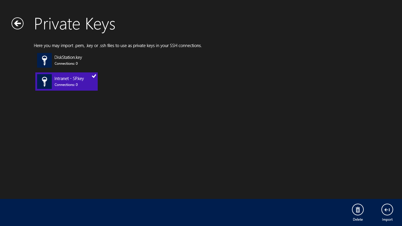 Manage the private keys for your SSH connections.