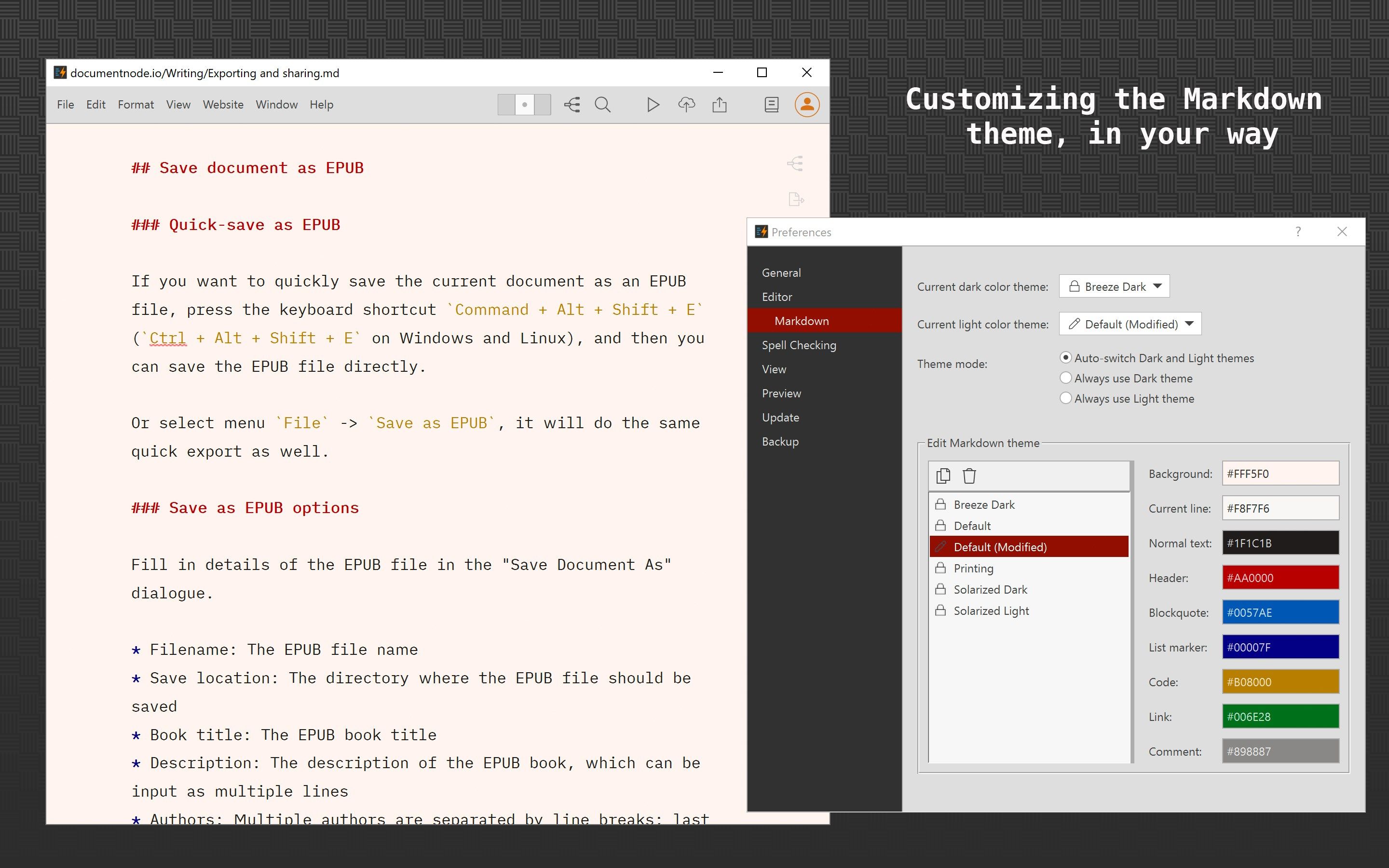 Customizing the Markdown theme, in your way