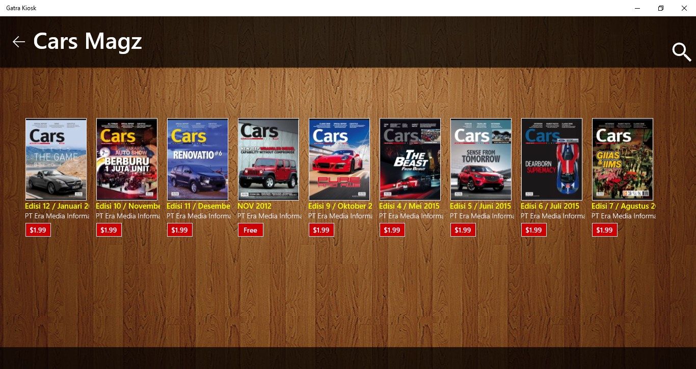 Menu berisi kumpulan koleksi majalah Cars Magz terdapat lebih dari 9 majalah yang dapat di download secara mudah.